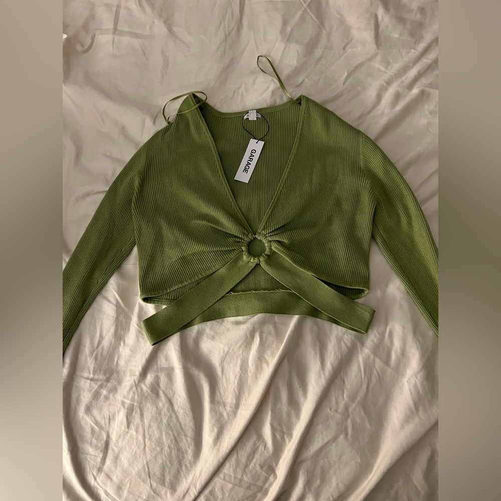 NWT Green Garage Cut-Out sweater